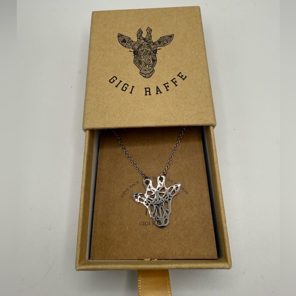 Gigi Raffe Silver Giraffe Cutout Pendant Necklace